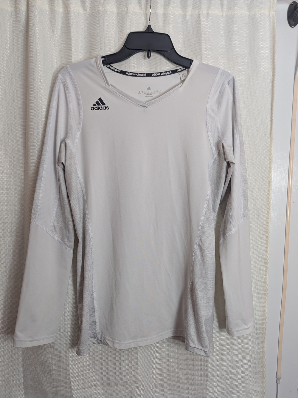 Adidas Women's Long-Sleeve V-Neck Performance Shirt — Light Cream